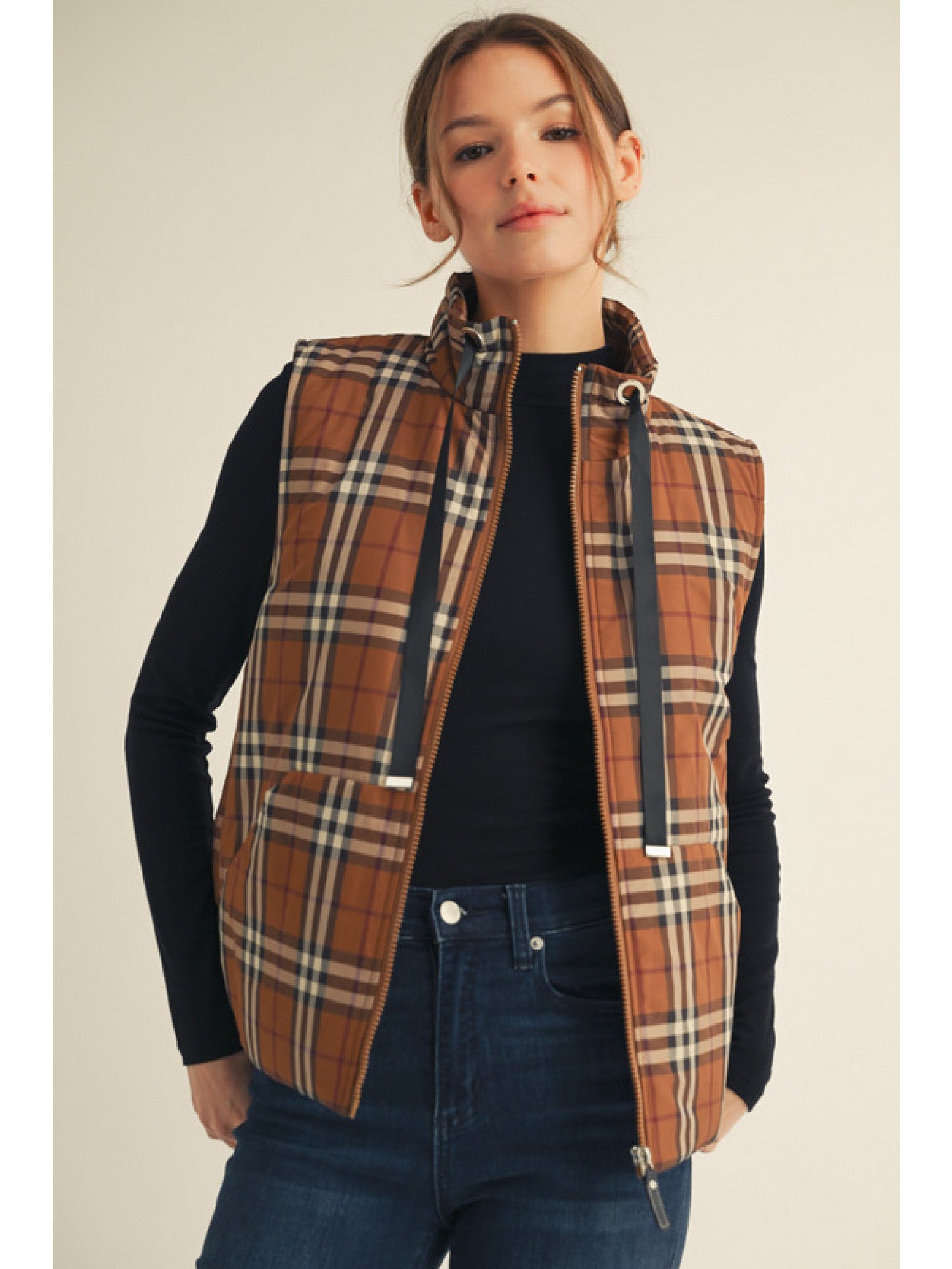 Autumn Plaid Puffer Vest