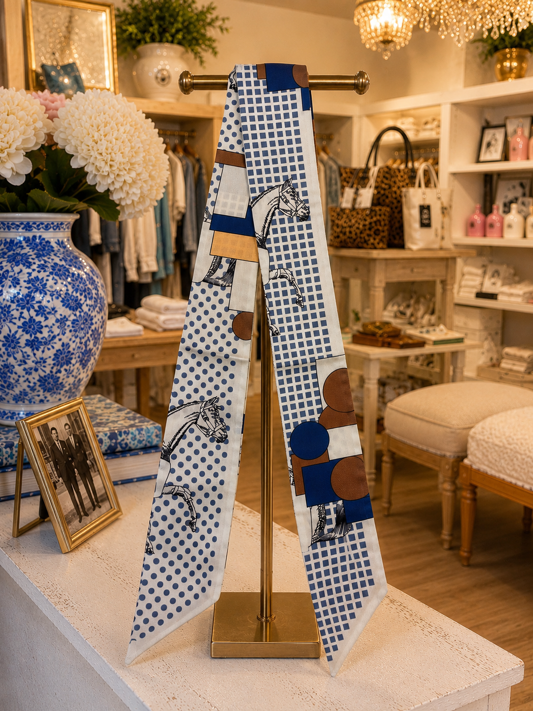 Blue Ribbon Equestrian Reversible Twilly Scarf SW Trading