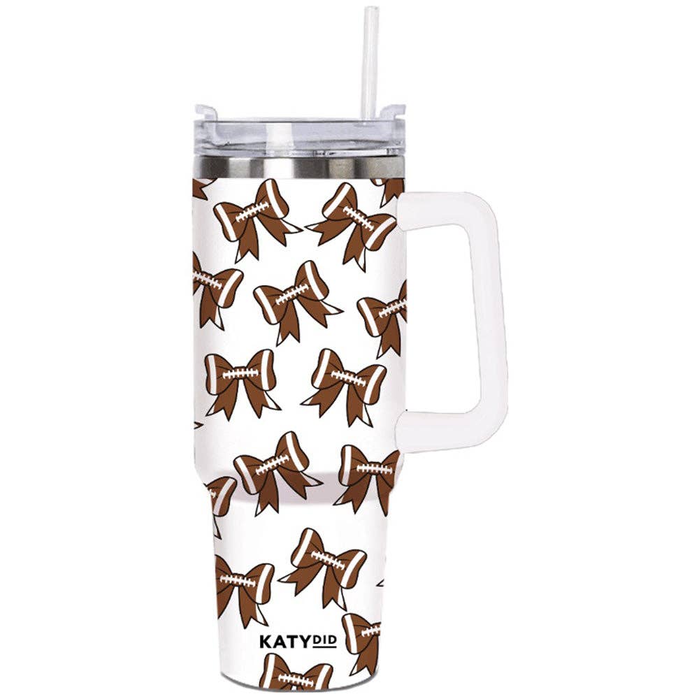 Football Bows All Over Tumbler Katydid