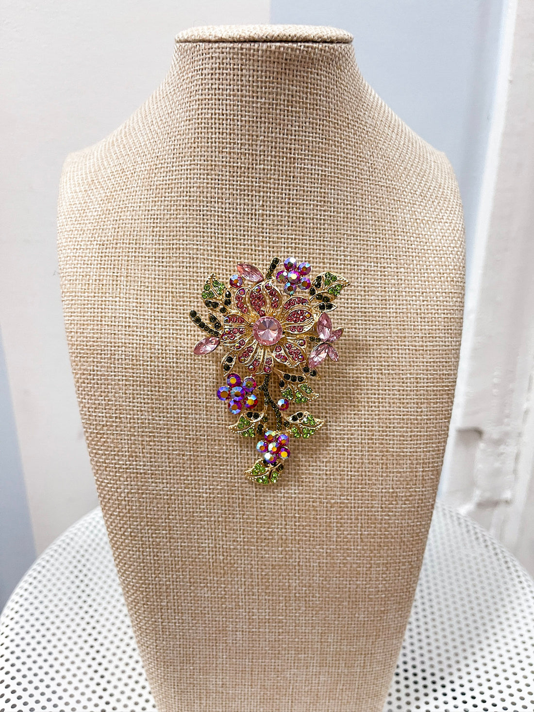 Vintage Pink Garden Floral Brooch Terry K