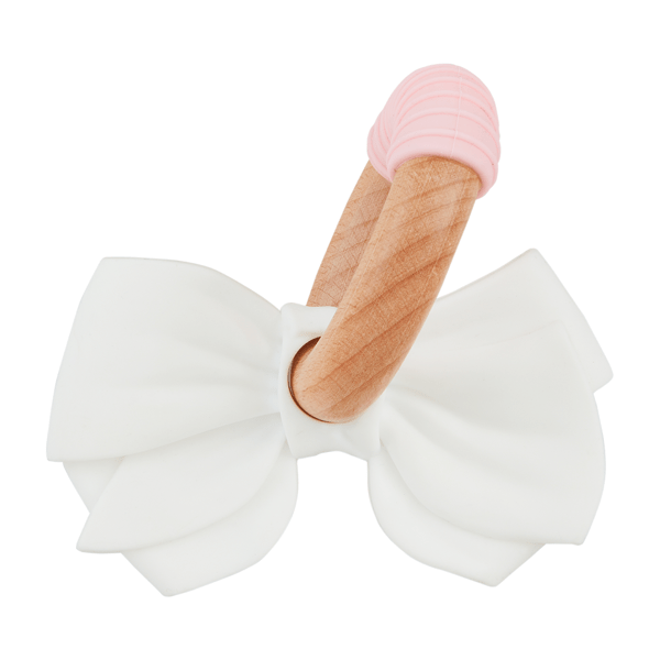 White Bow Silicone Ring Teether