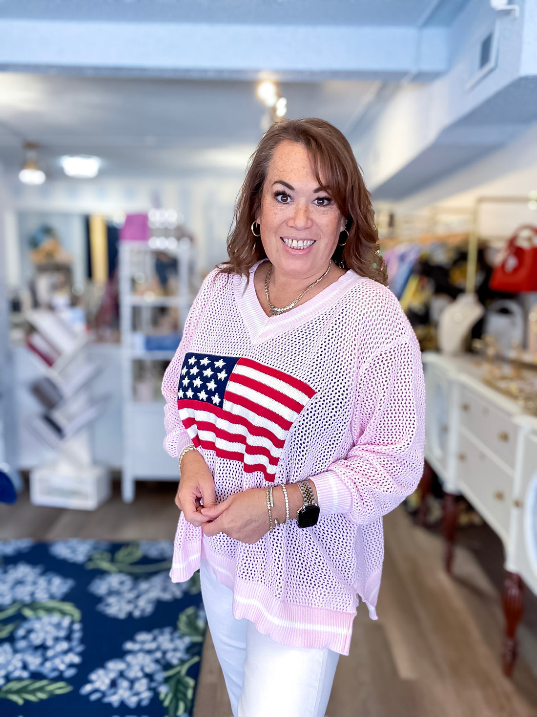 Americana Flag Sweater - Pink Mudpie