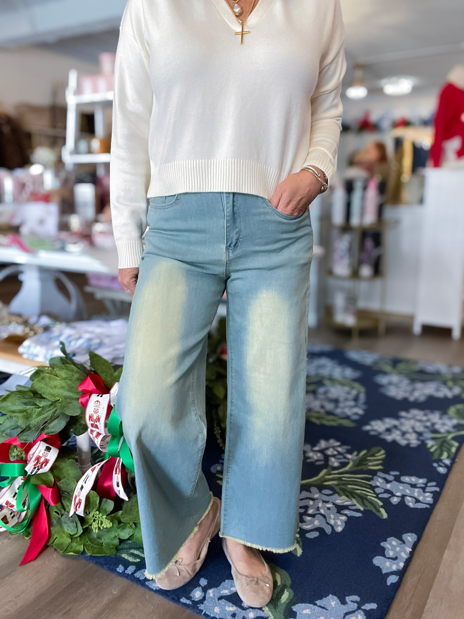 Golden Fringe Wide Leg Pants Easel