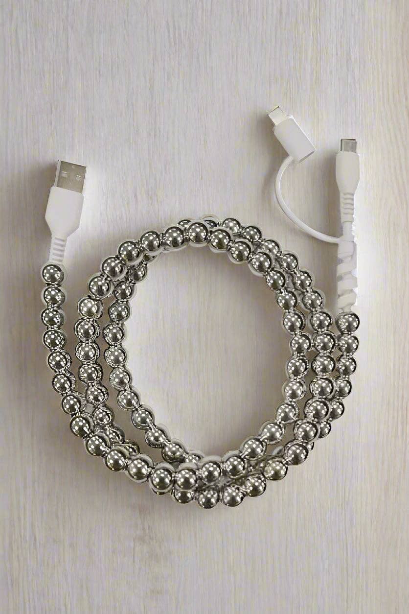 Glam Bead 2-in-1 Phone Charger Nash Grey