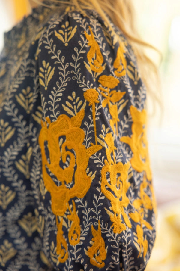 Emma Embroidered Puff Sleeve Top