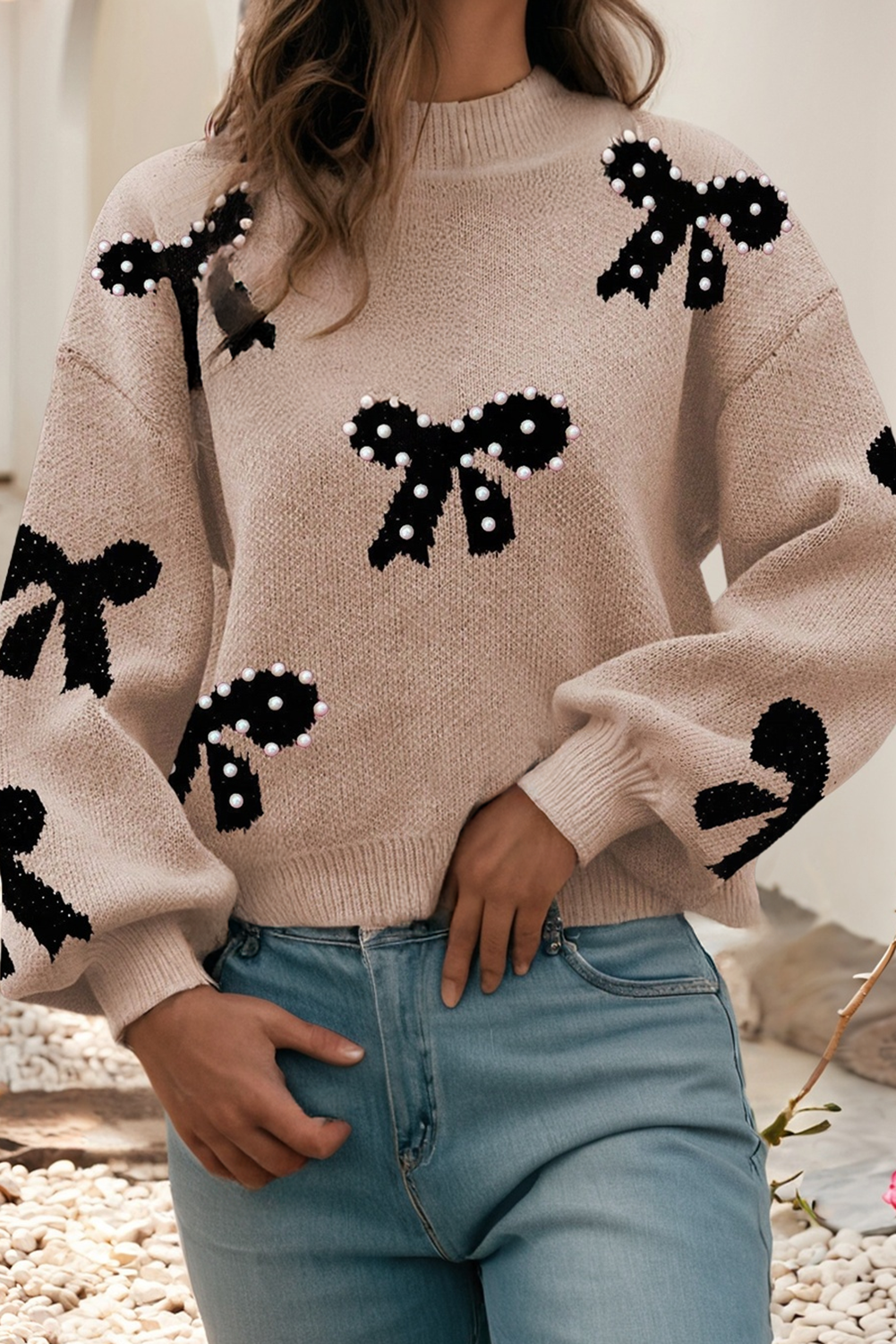 Pearl Bow Sweater Little Daisy Closet