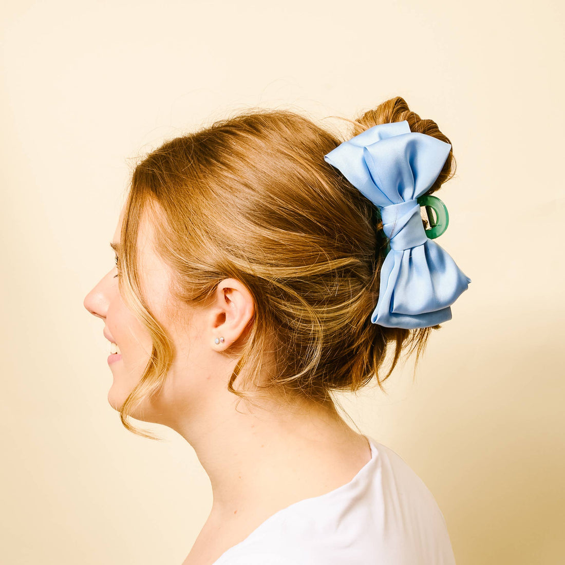 Powder Blue Satin Bow Clip The Darling Effect