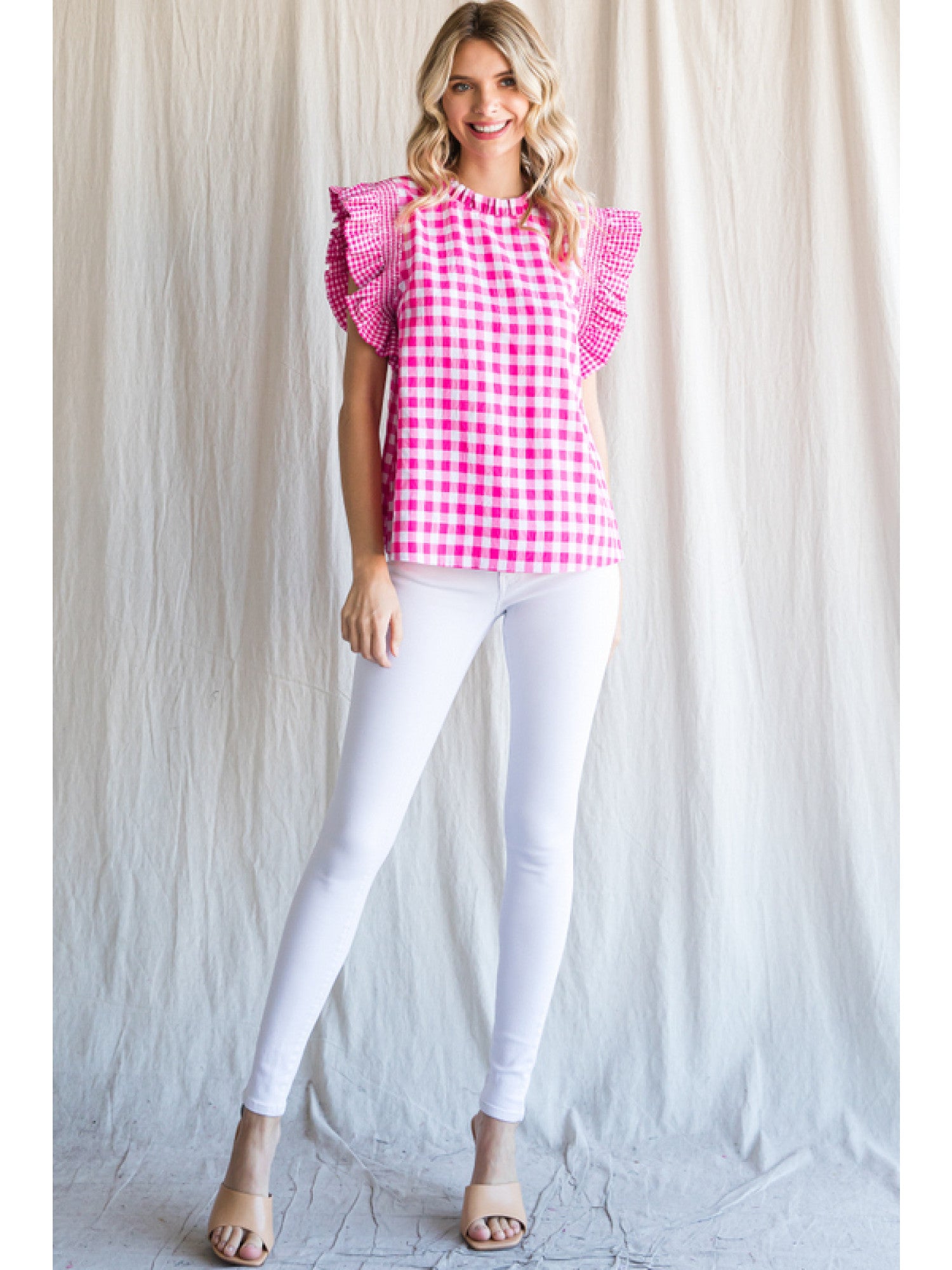 Katherine Gingham-Check Top