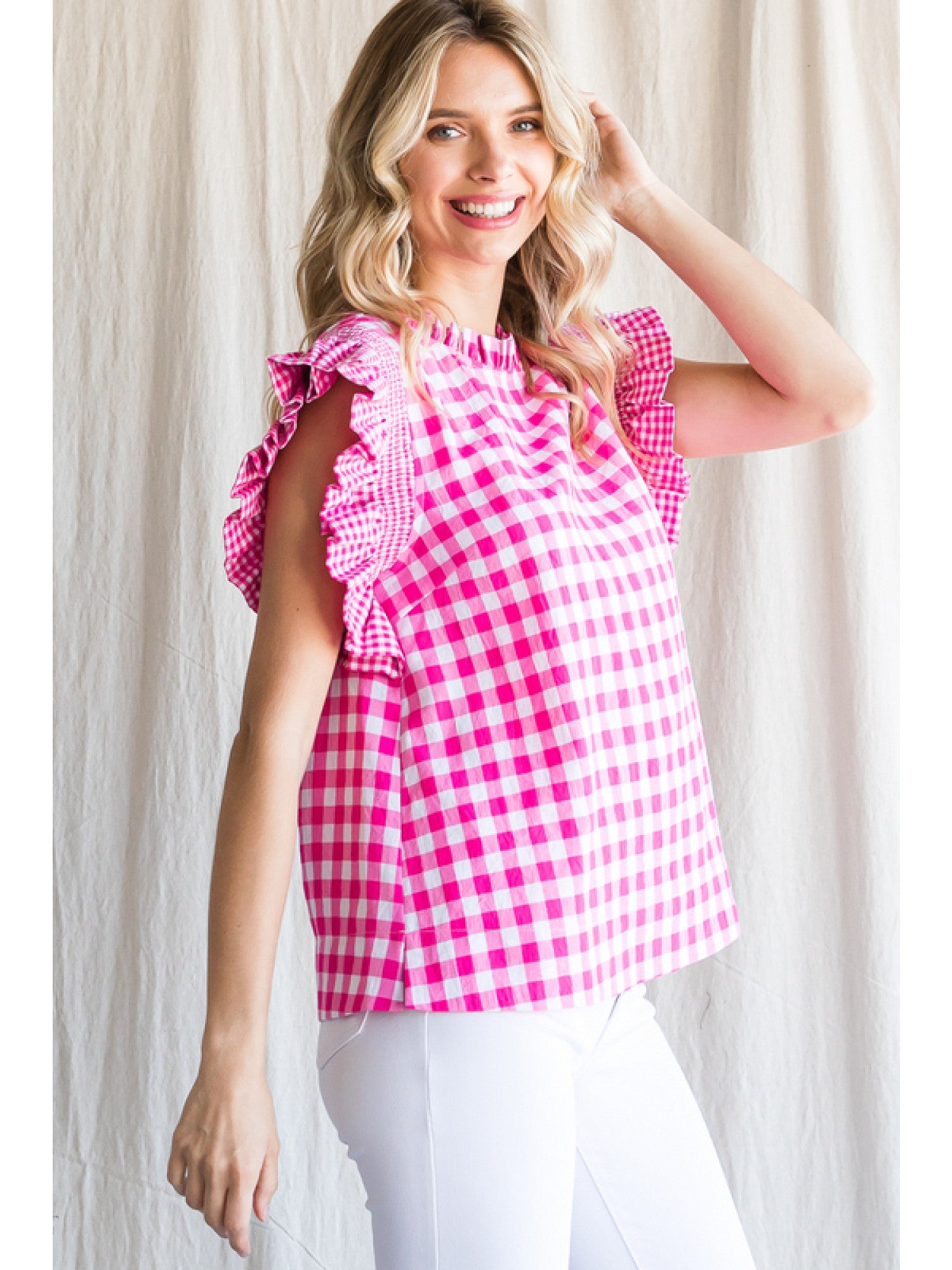 Katherine Gingham-Check Top