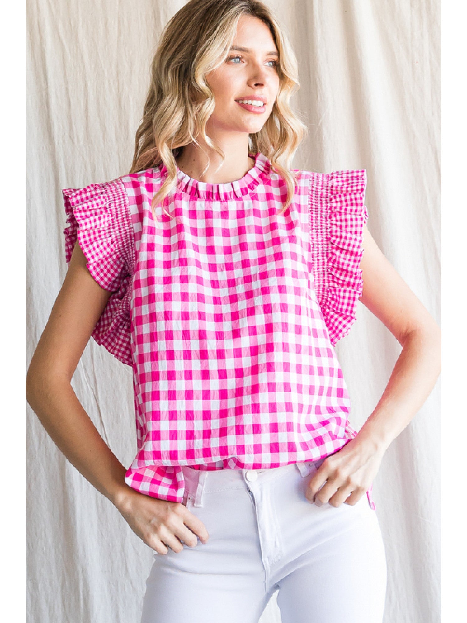 Katherine Gingham-Check Top