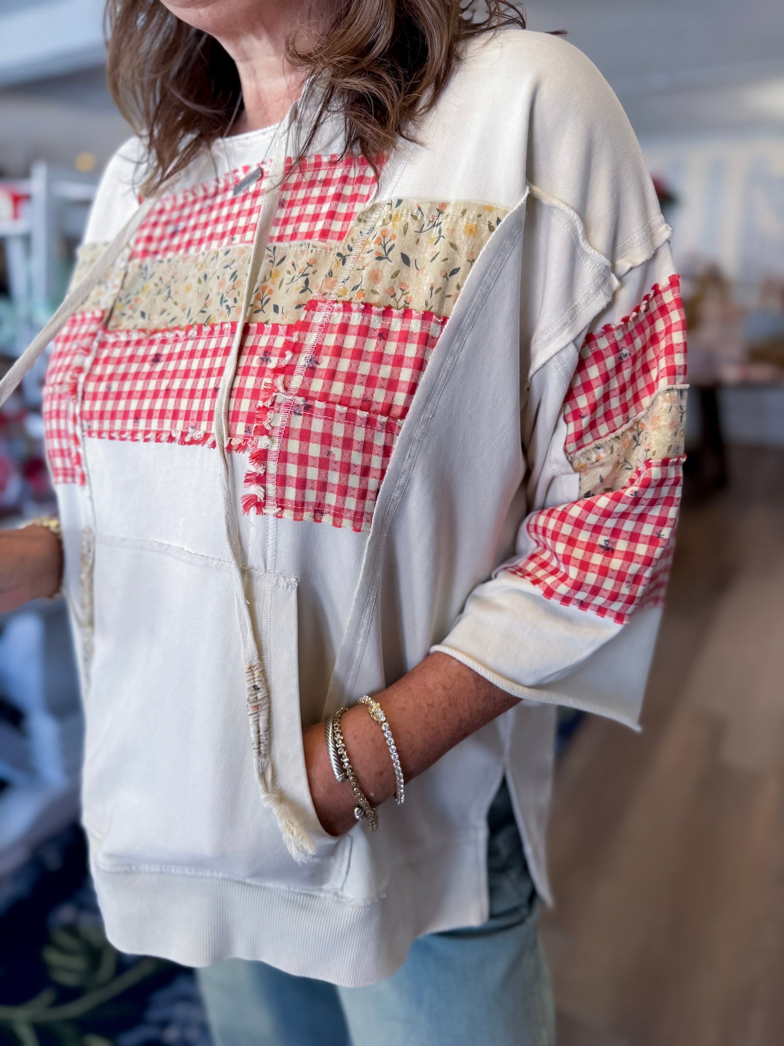 Gingham Grove Hoodie Threads of Grace