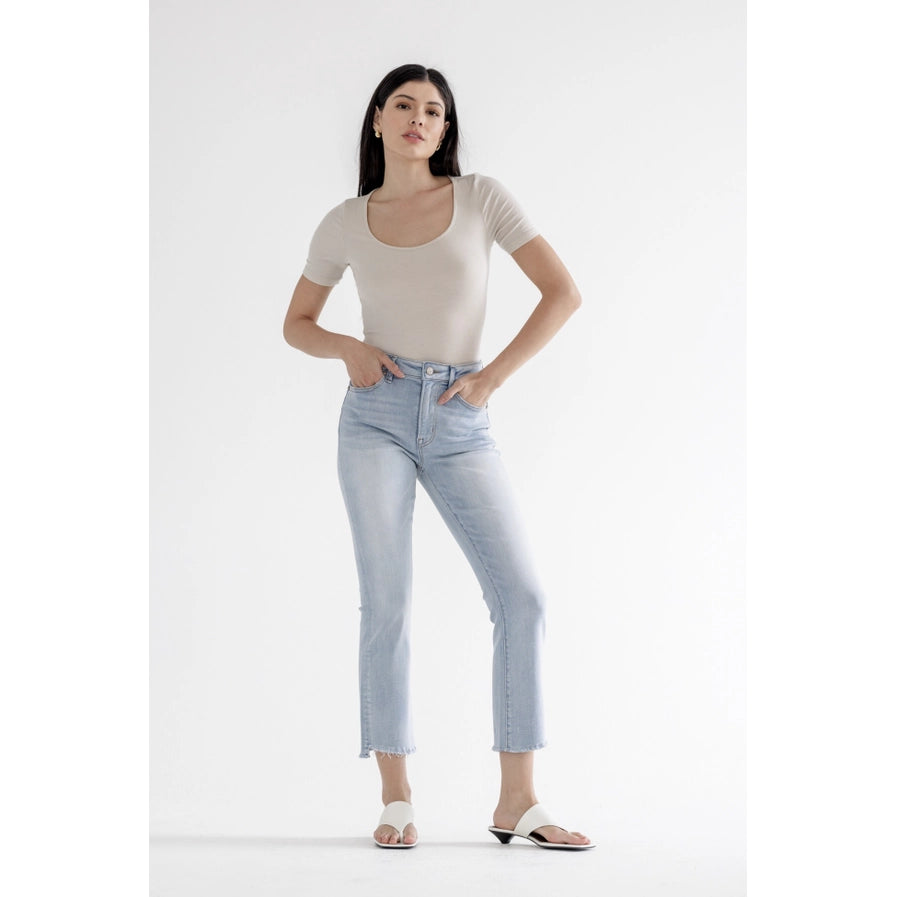 High Rise Cropped Straight jeans