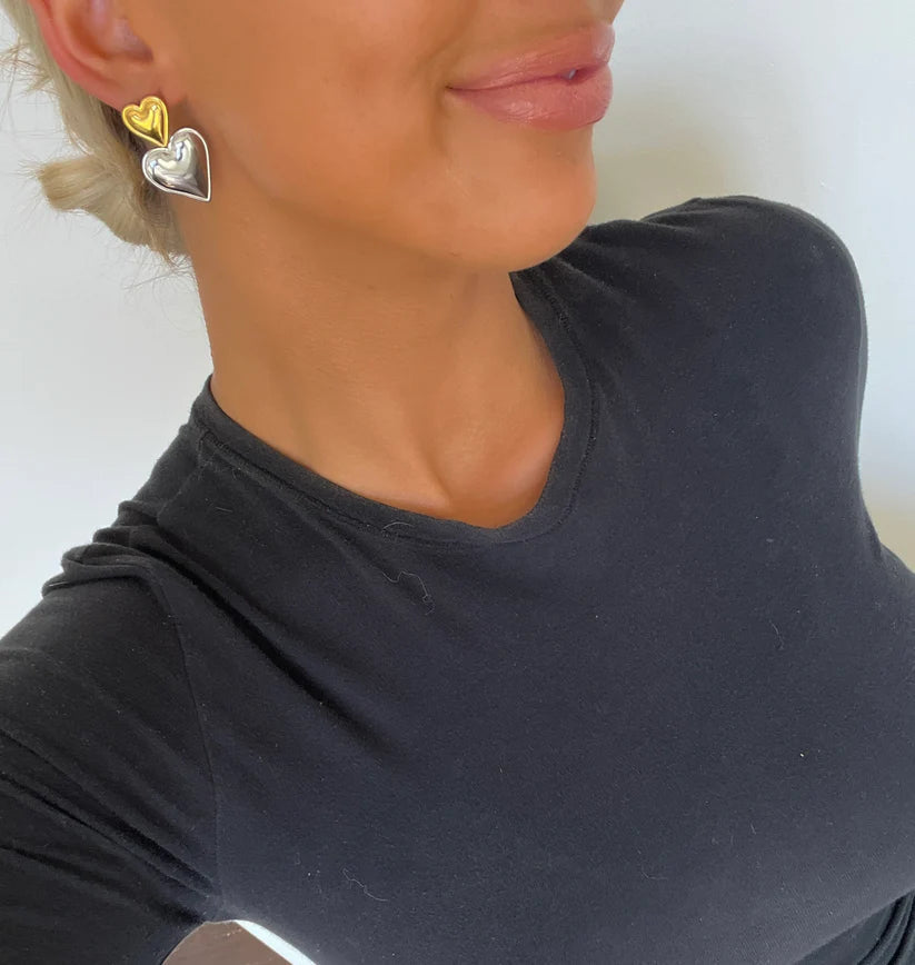 Chansuttpearls  Mixed Heart Earrings Threads of Grace