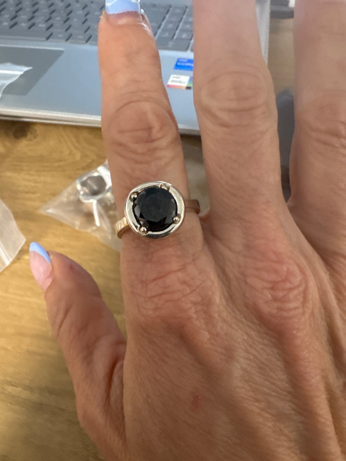 Black stone ring Threads of Grace