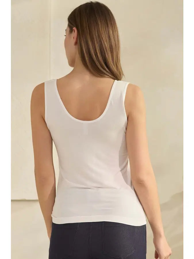 Reversible U-V Neckline Modal Tank - White Yelete