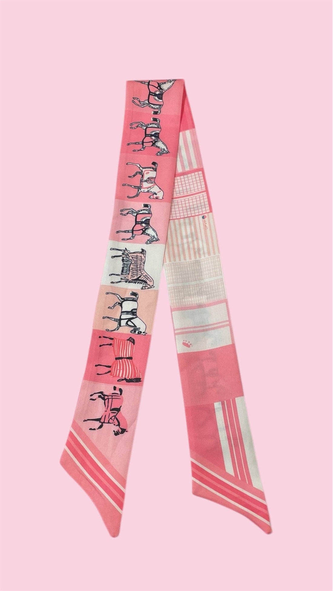 Twilly Scarf (PINK/WHITE HORSE) Camel Threads