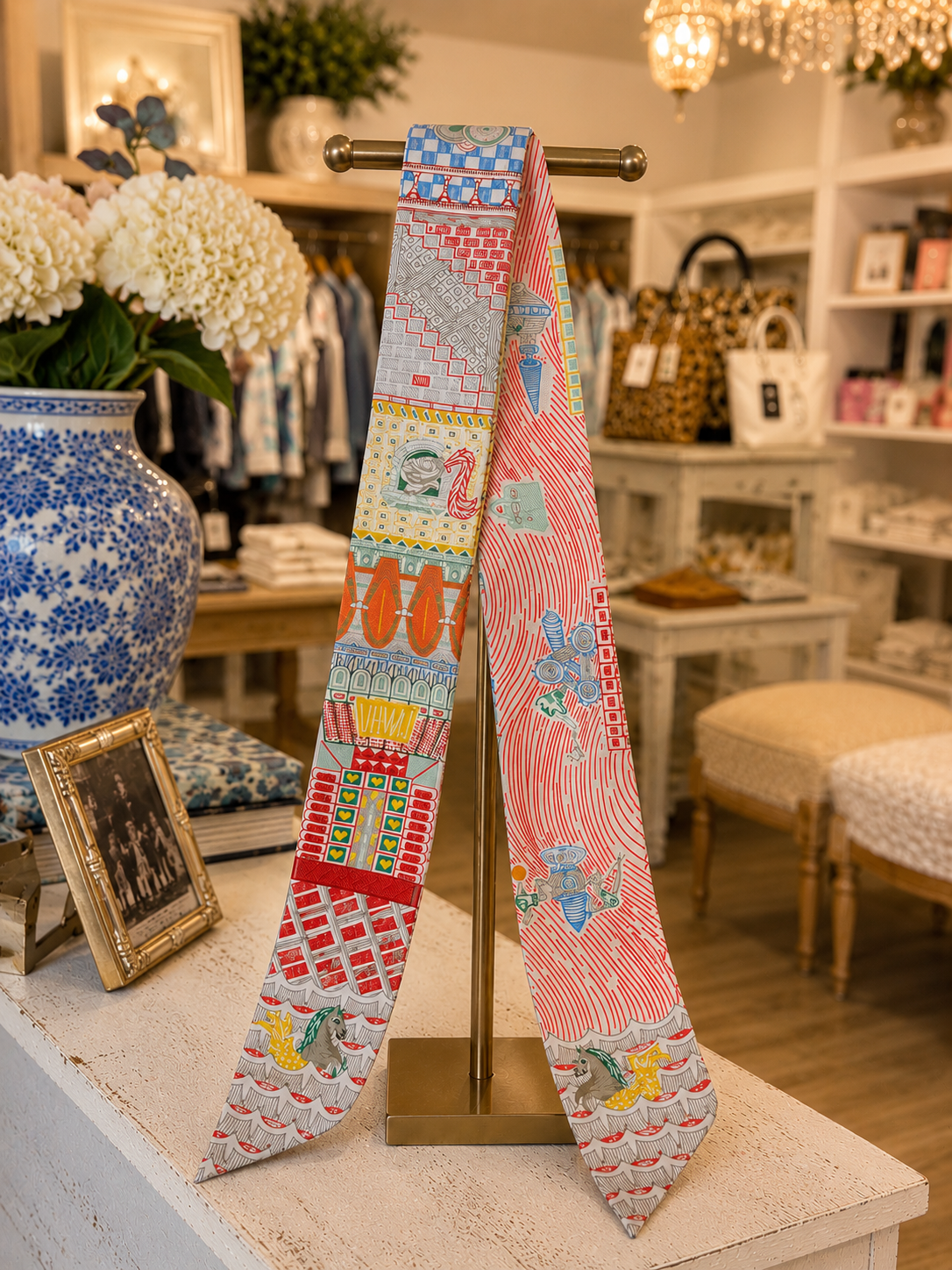 Santorini Escape Reversible Twilly Scarf SW Trading