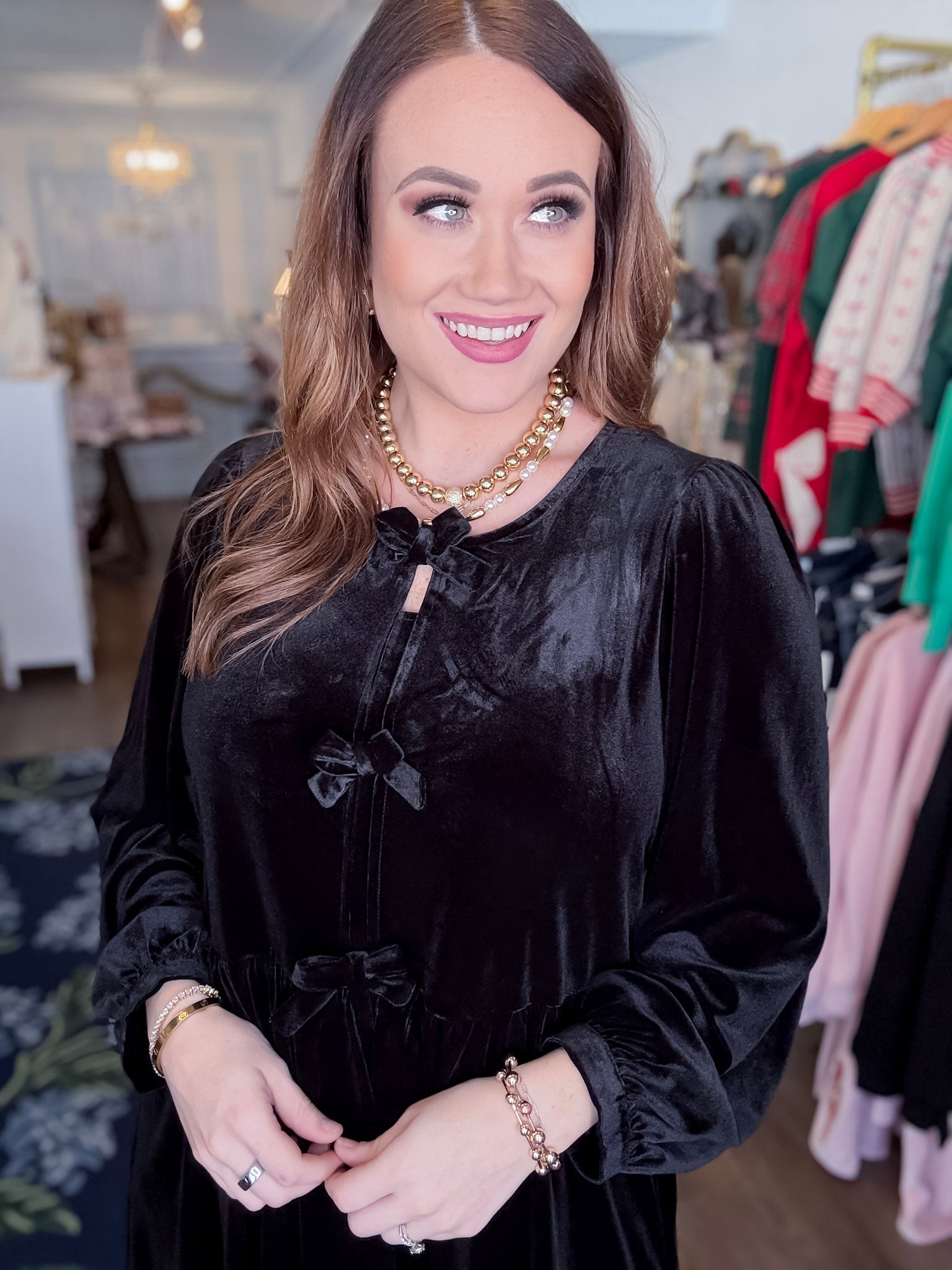 Velvet Keepsake Bow Dress Vine & Love