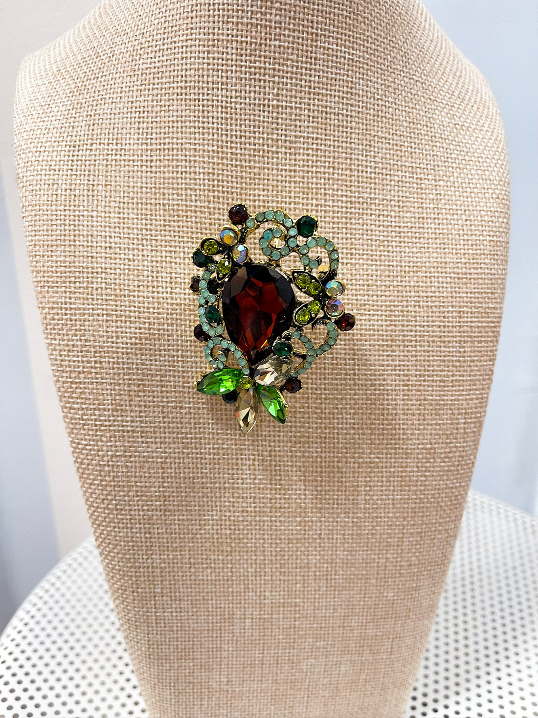 Vintage Jewel Tone Statement Brooch Terry K