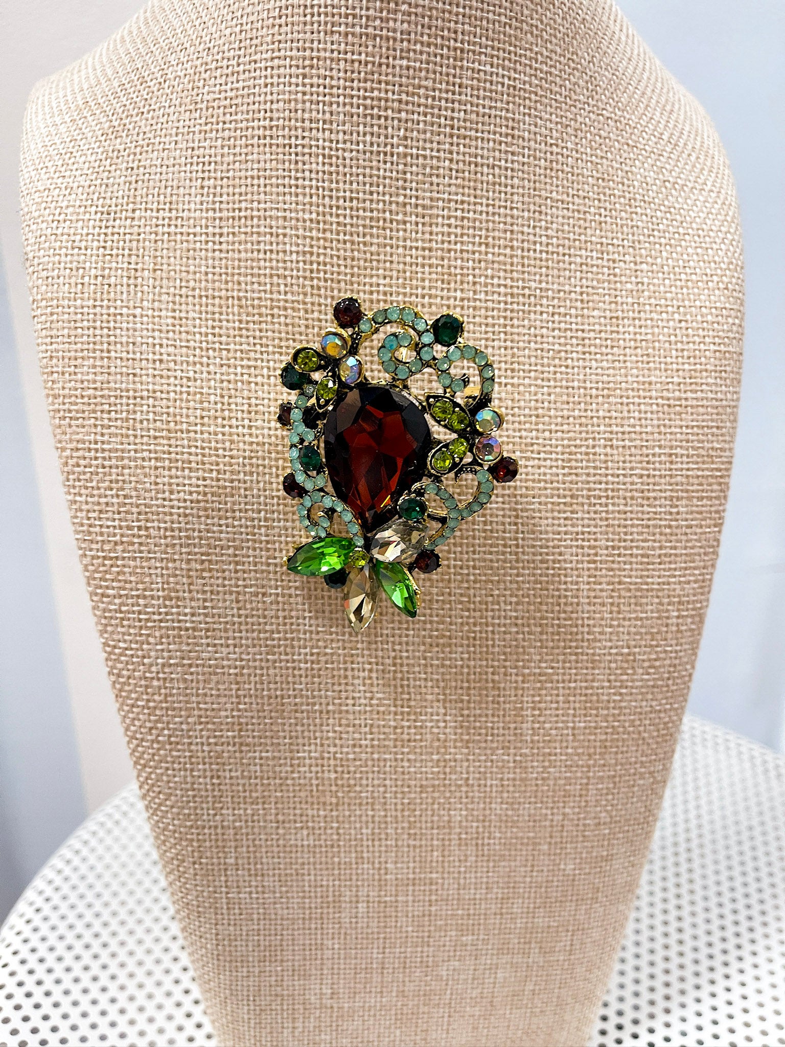 Vintage Jewel Tone Statement Brooch Terry K