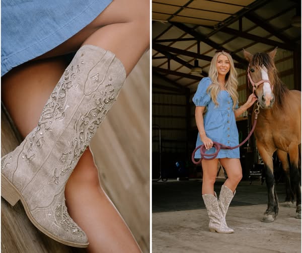 Dust and Dazzle Western Boot Very G