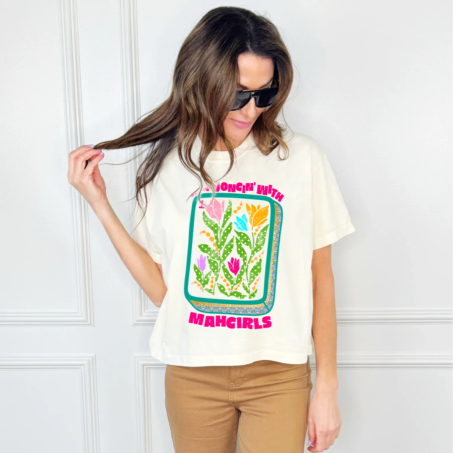 Mahjohgin with Mahgirls Crop Tee Poppy & Pine