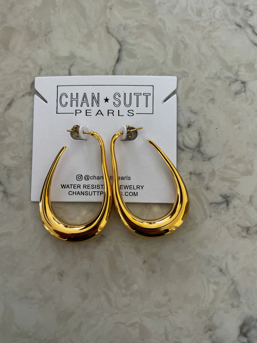 gold plated stainless steel oval hoops