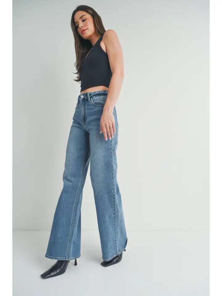 JBD Med - High rise Palazzo Wide Leg Jean JBD