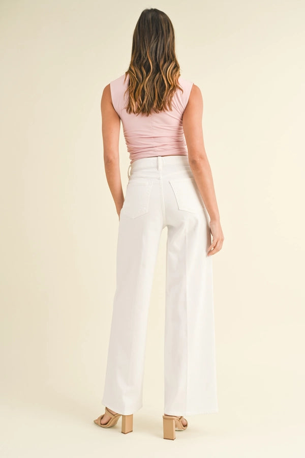 JBD White Palazzo Wide Leg Jean JBD