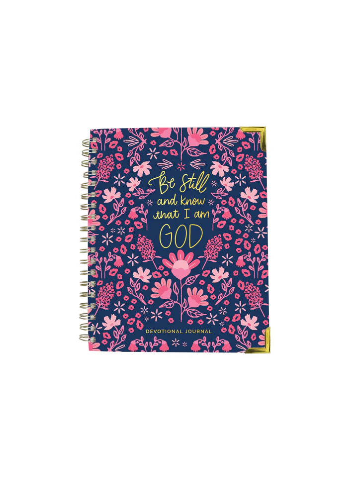 Notebook with floral design and inspirational quote on a white background