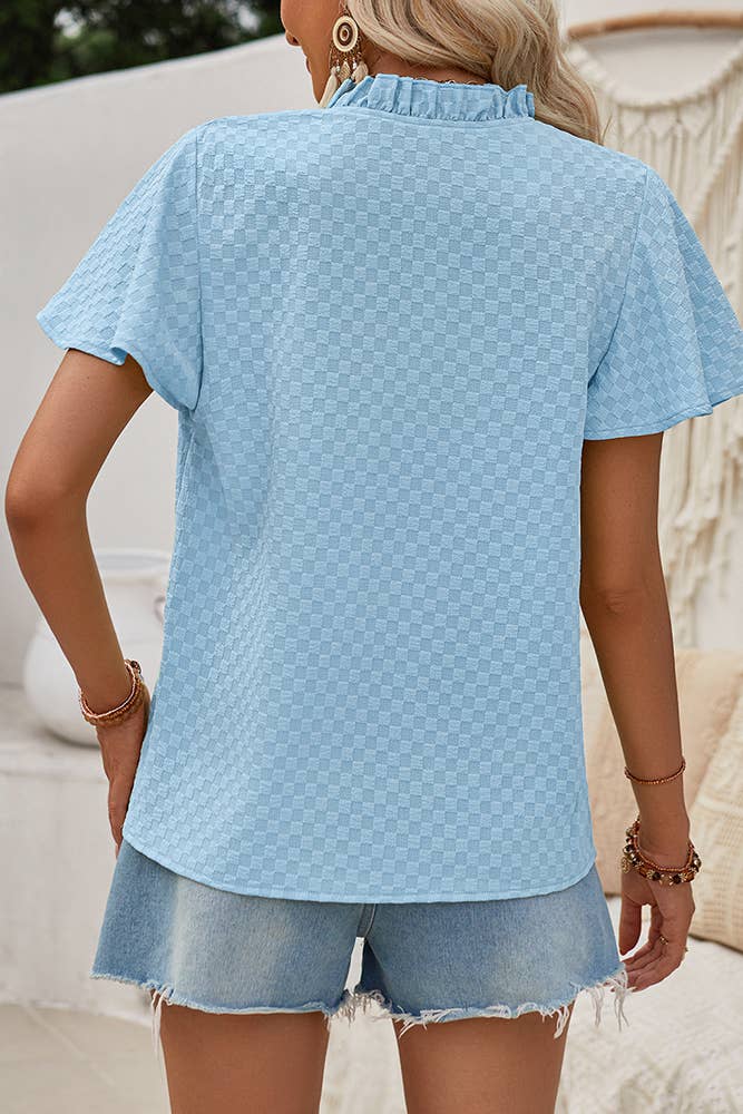 Brittany Button Plaid Short Sleeve Top