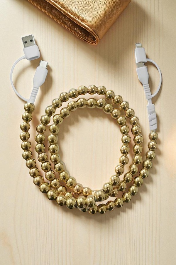 Gold beaded 2 in 1 phone charger