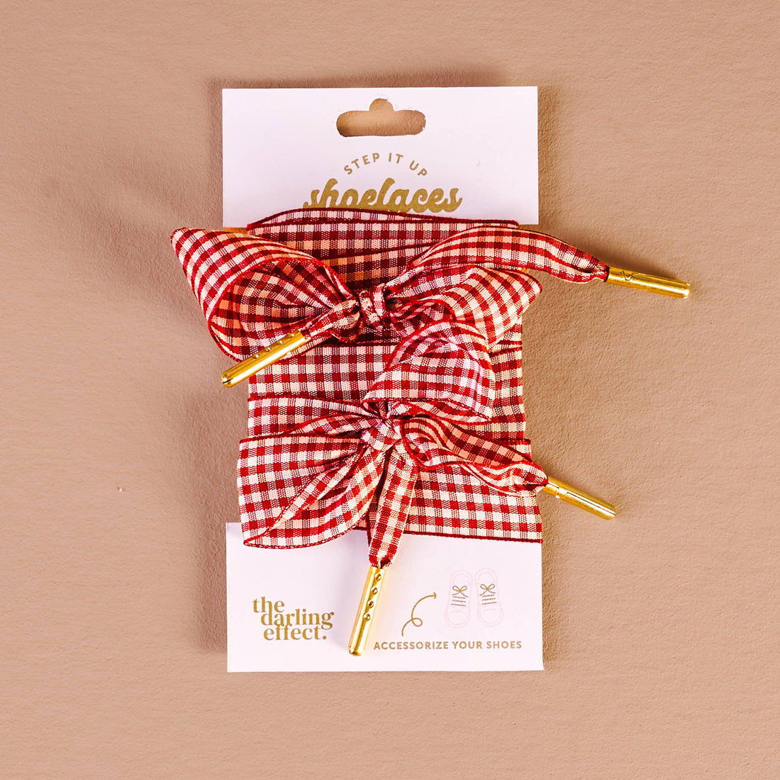 Step It Up Shoelaces- Gingham Red The Darling Effect
