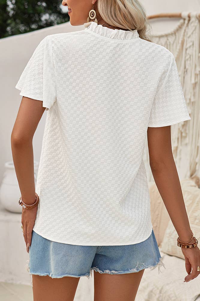 Brittany Button Plaid Short Sleeve Top