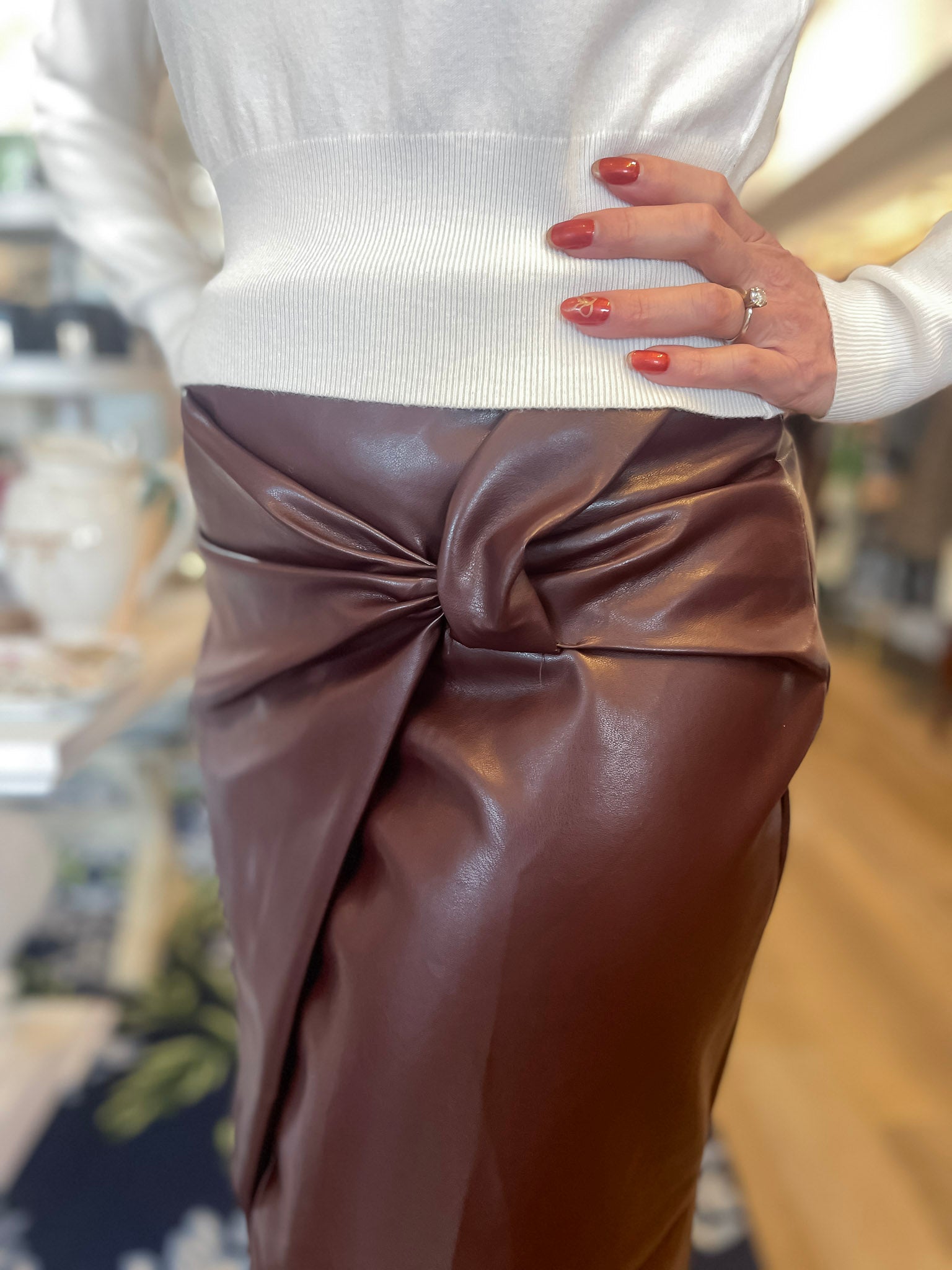 Cognac Couture Knot Skirt Threads of Grace