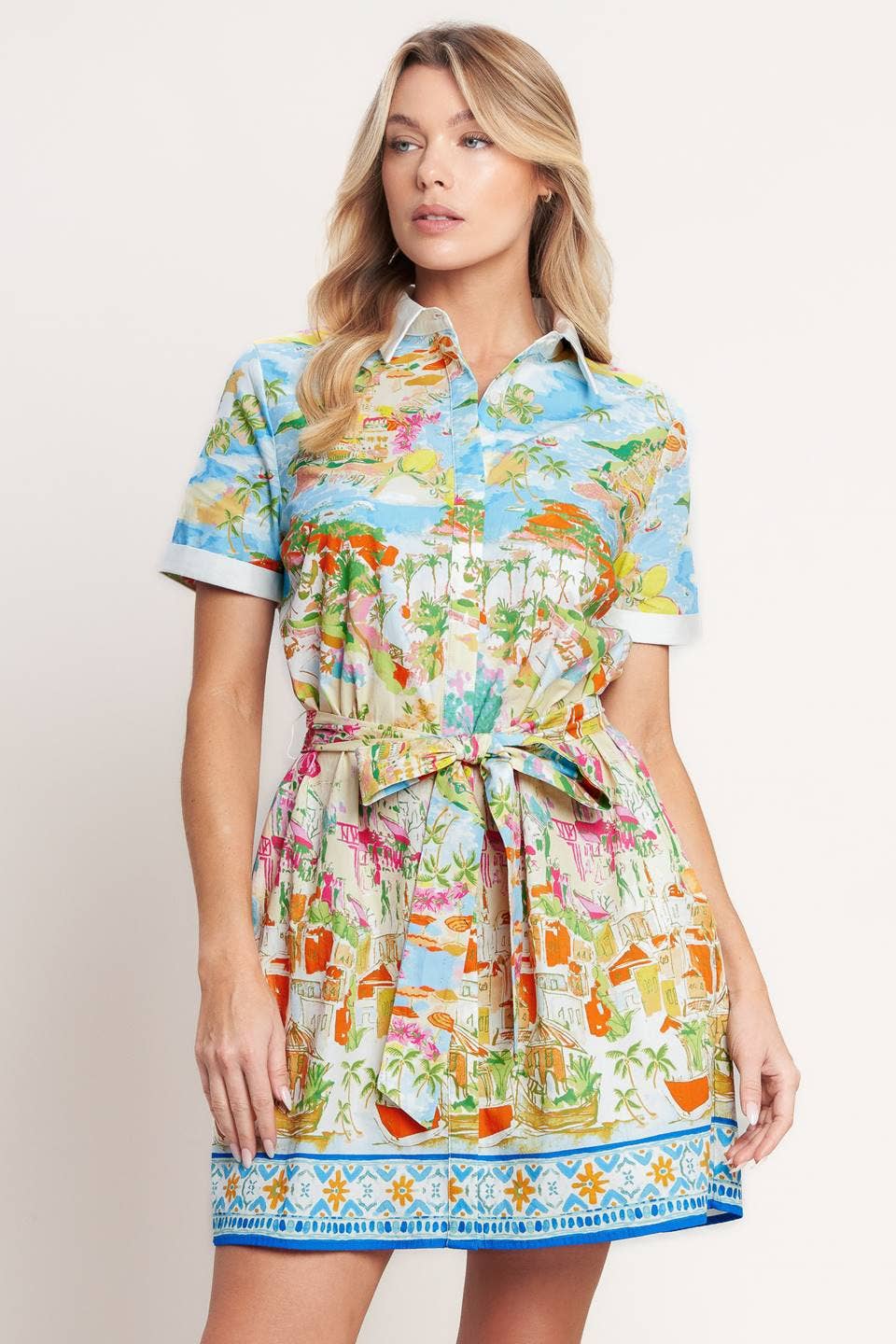 A printed woven mini dress - ID23350 FLYING TOMATO