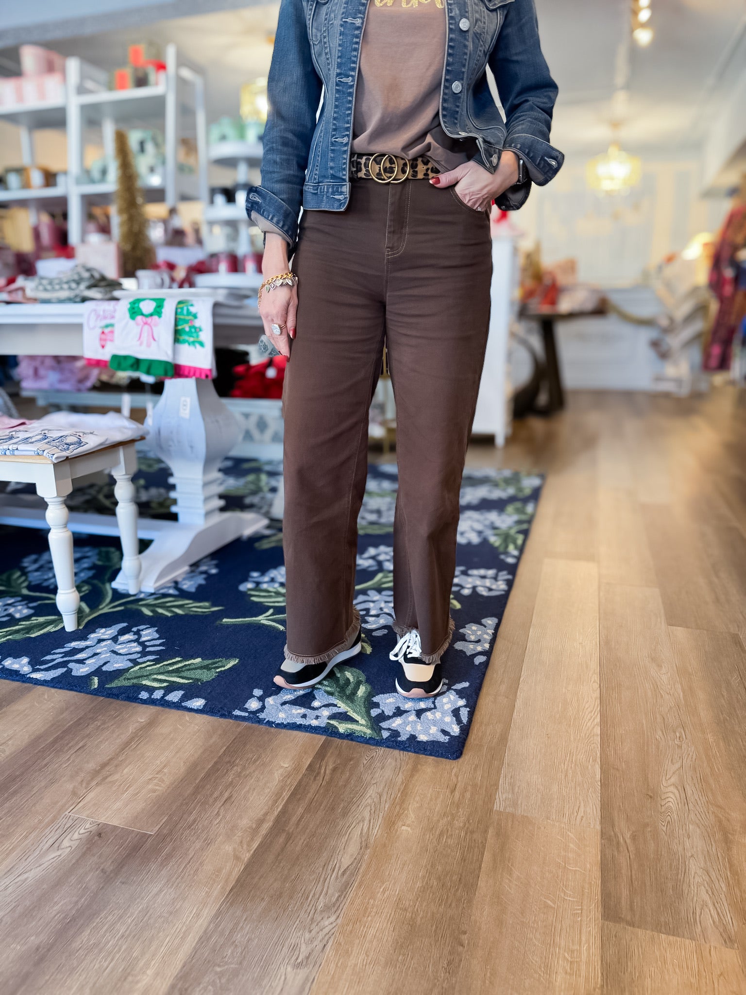 Coffee Ridge Fray Hem Twill Pants Easel