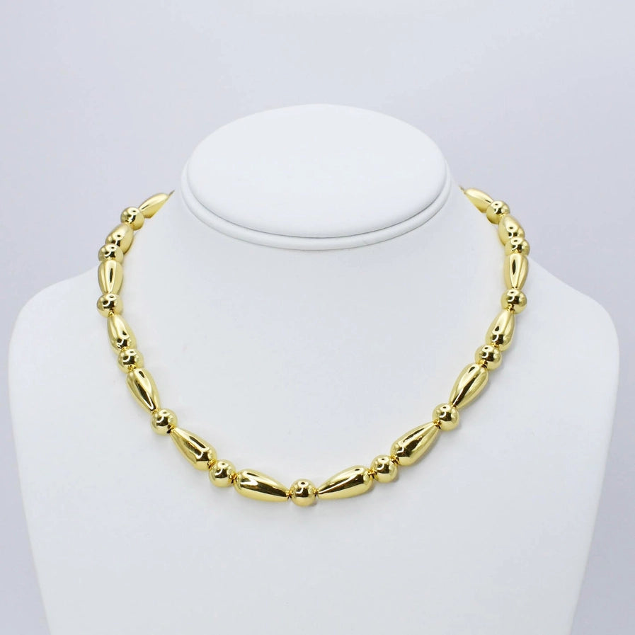 Golden Teardrop Bead Necklace Treasure Jewels