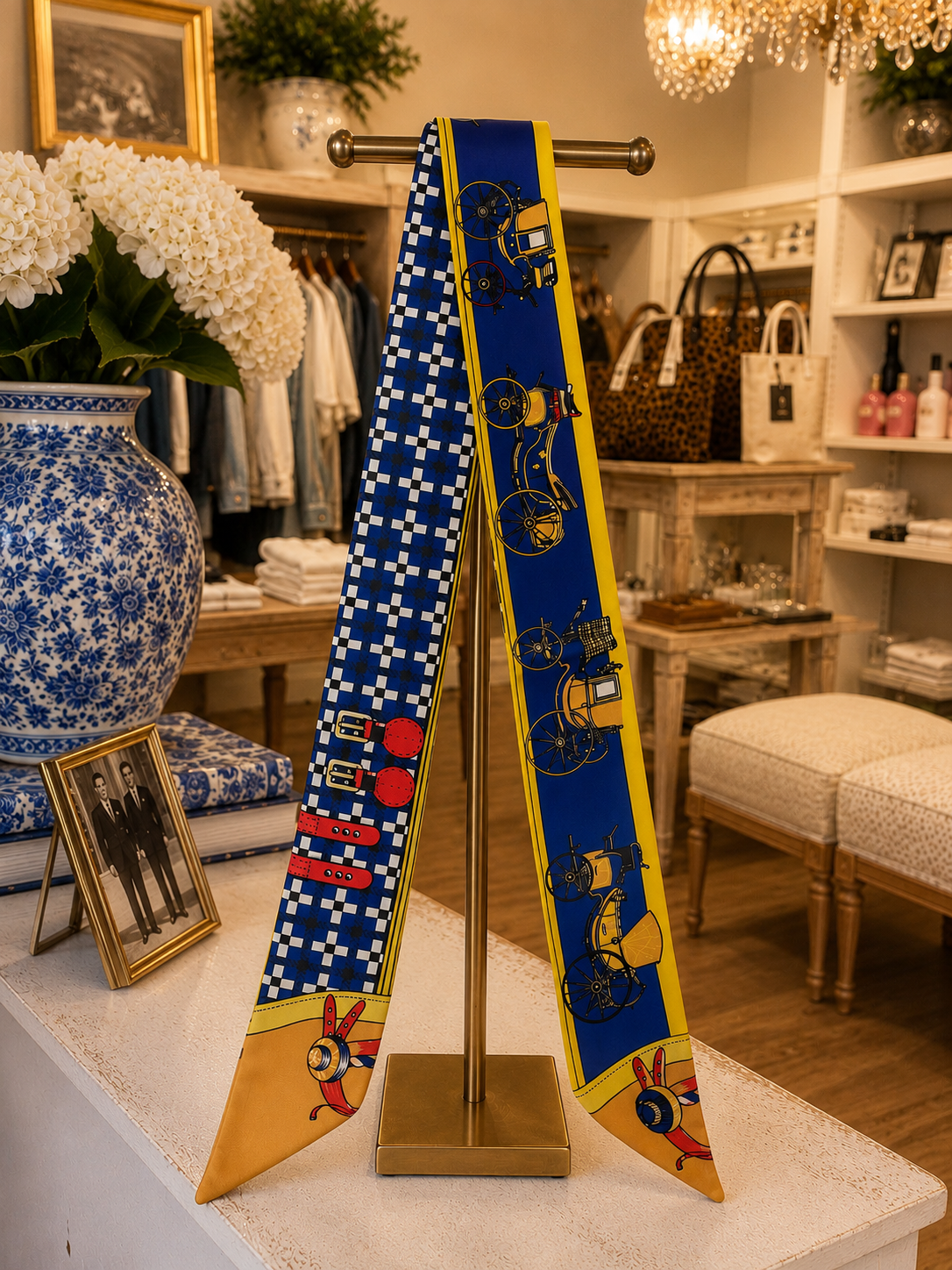 Blue Ribbon Carriage Reversible Twilly Scarf SW Trading