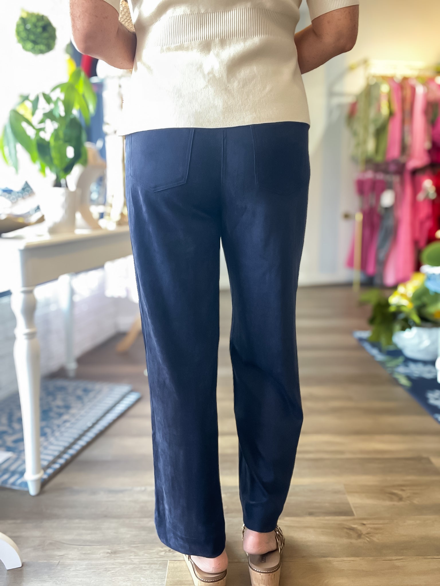 Aspen Faux Suede Pants - Navy Skies are Blue
