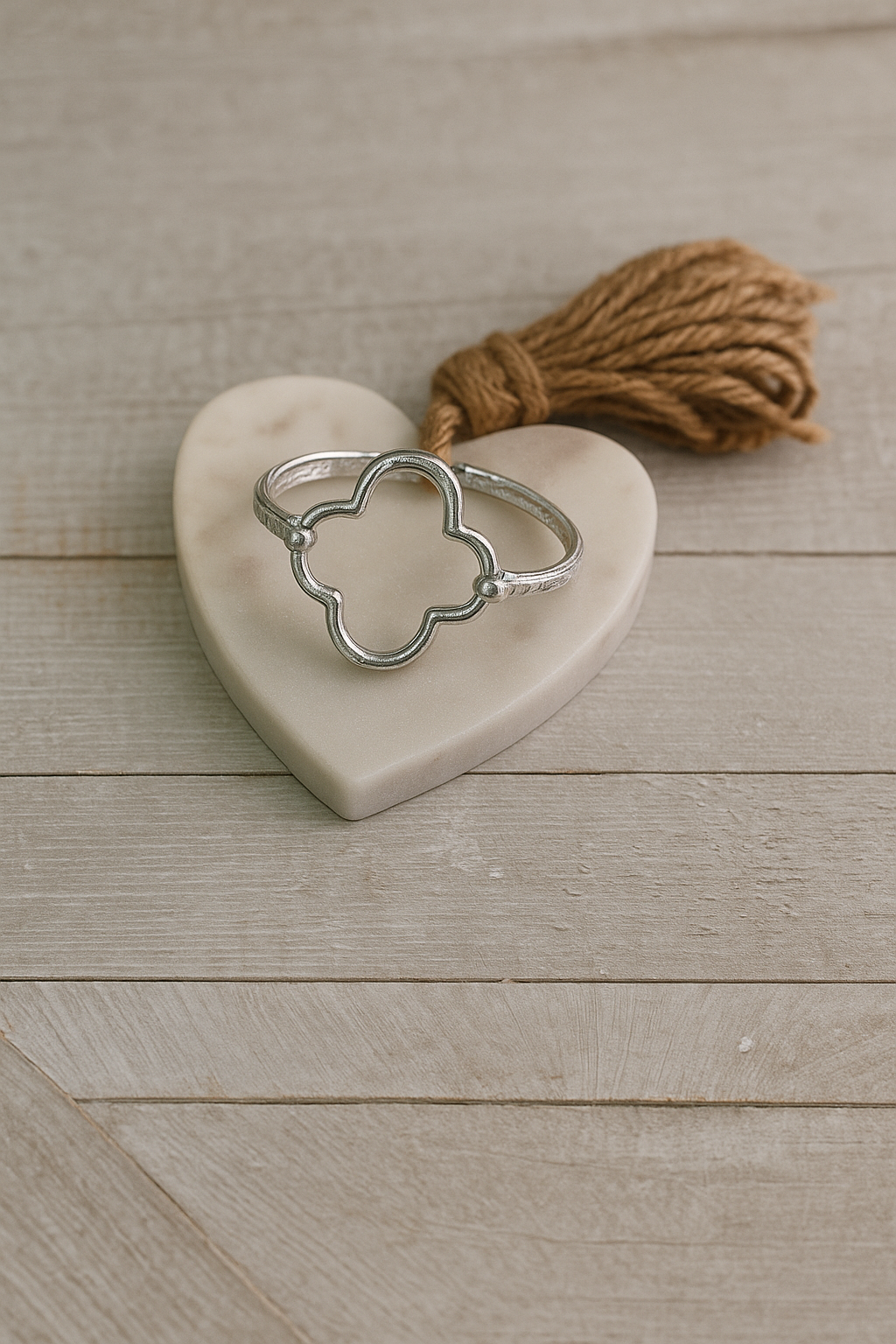 Silver Clover Bangle Bracelet