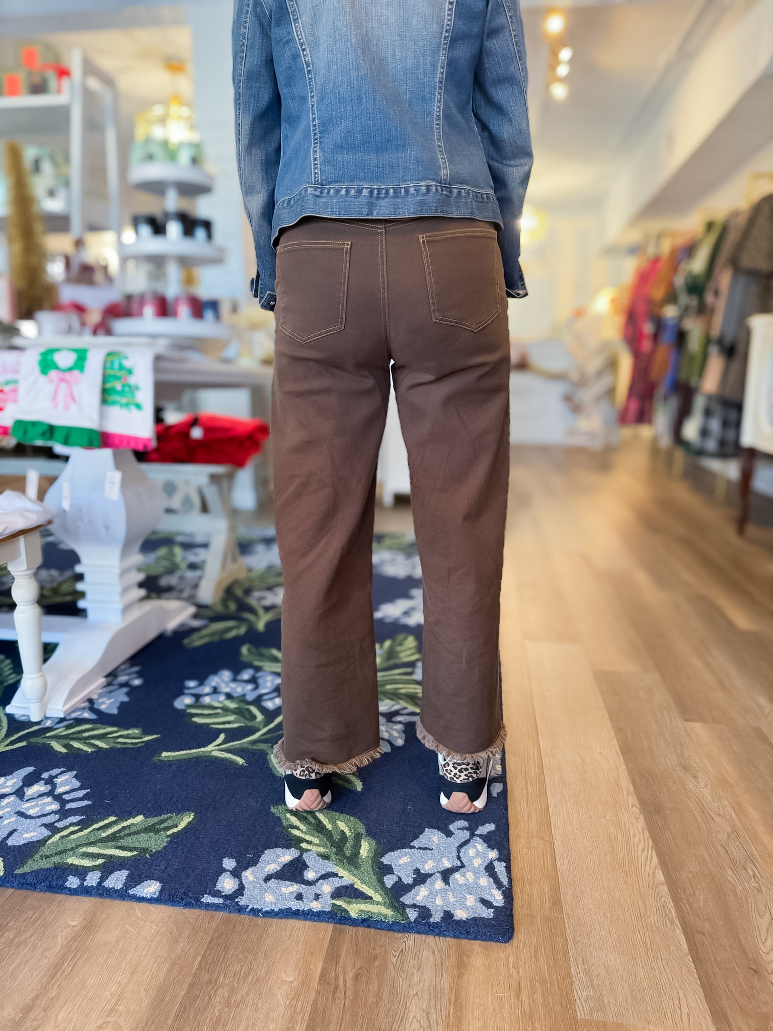 Coffee Ridge Fray Hem Twill Pants Easel