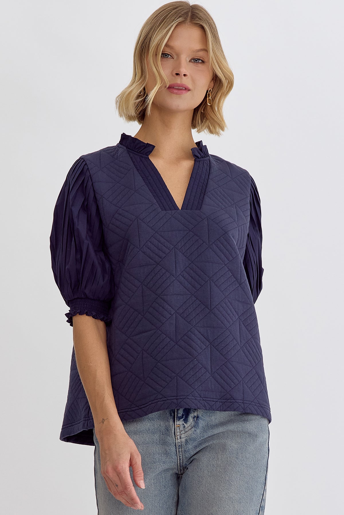 Corrine Quilted Half Sleeve Top