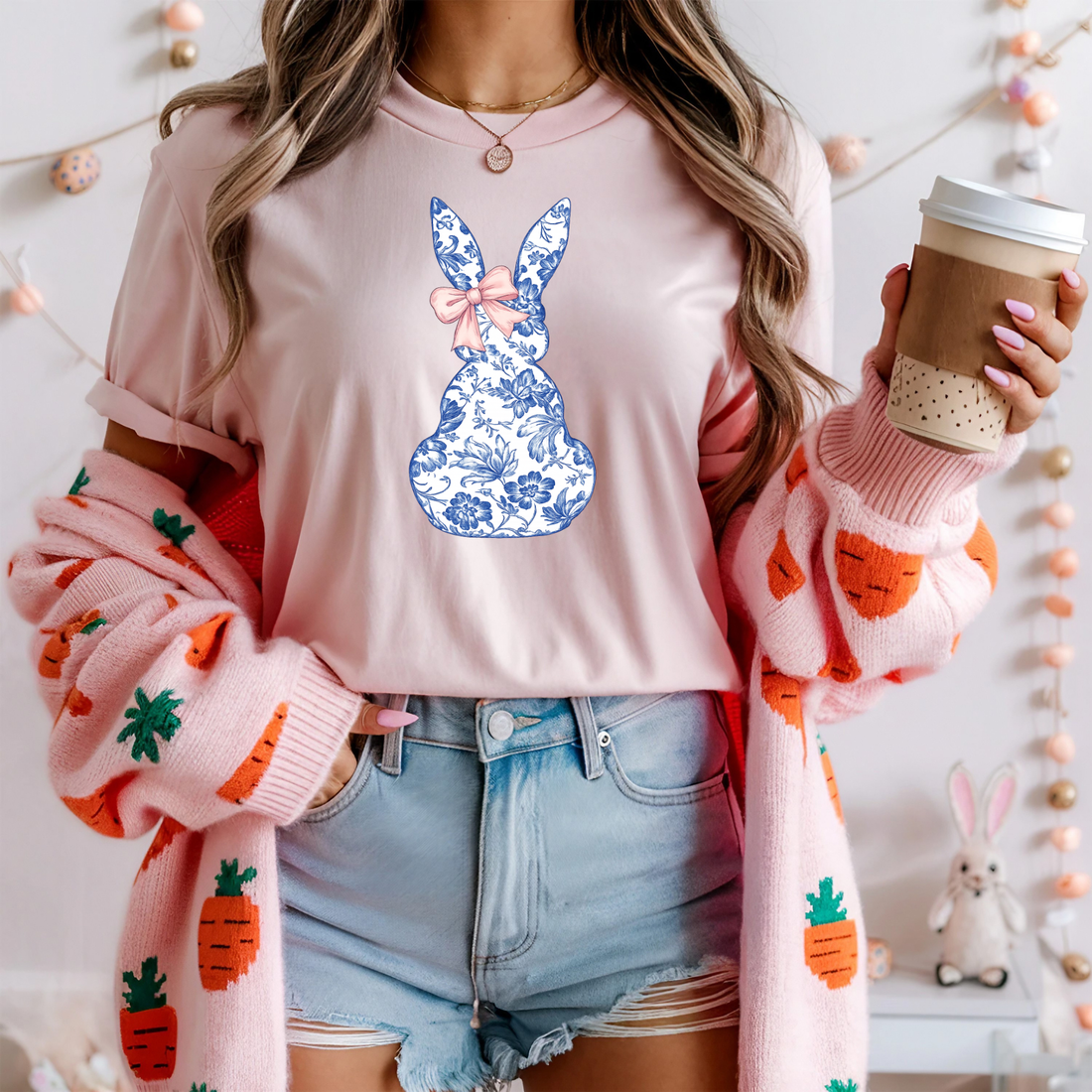 Blue Chinoiserie Bunny Tee August Avenue