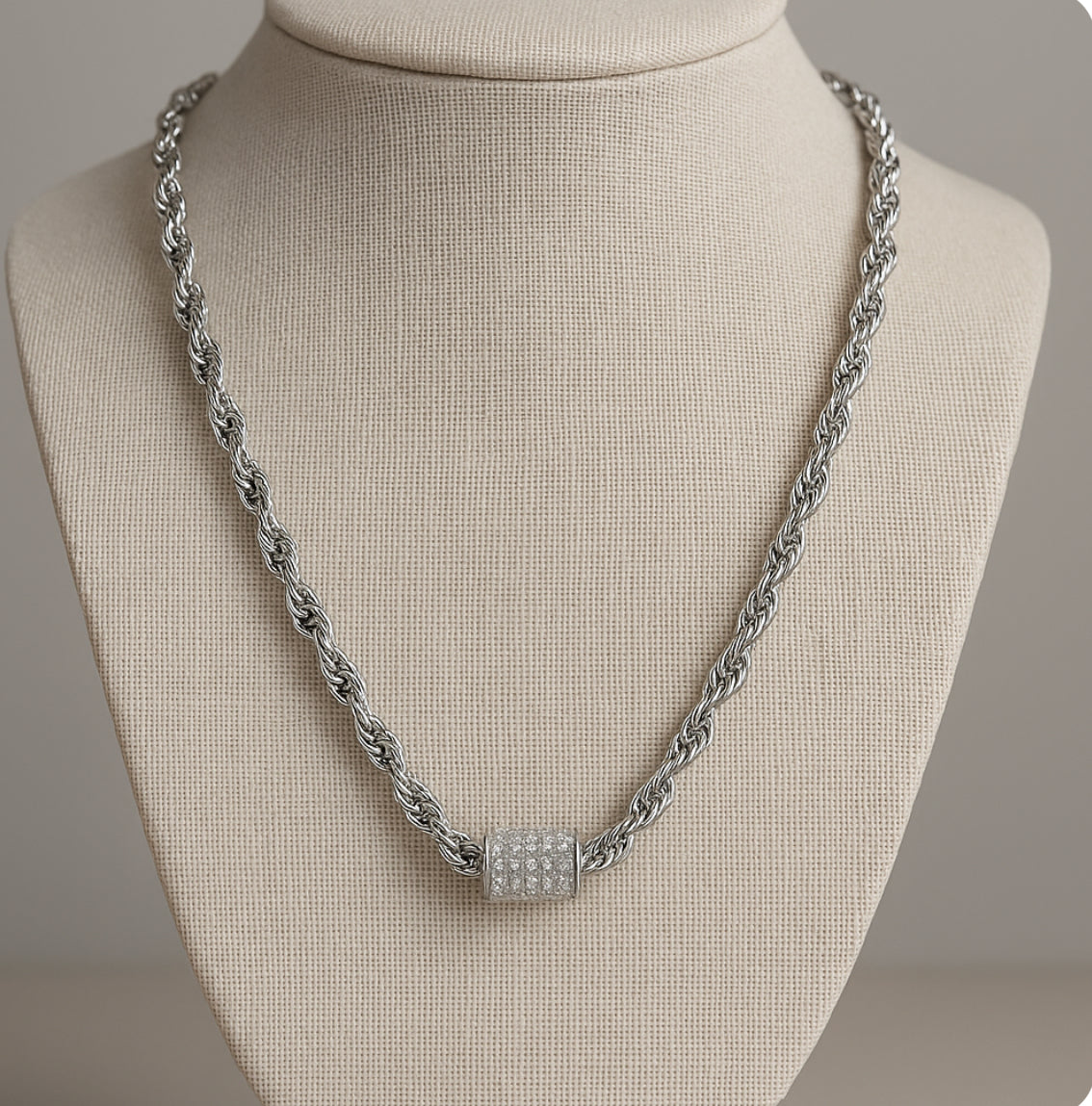 Silver Luxe Rope Necklace Threads of Grace