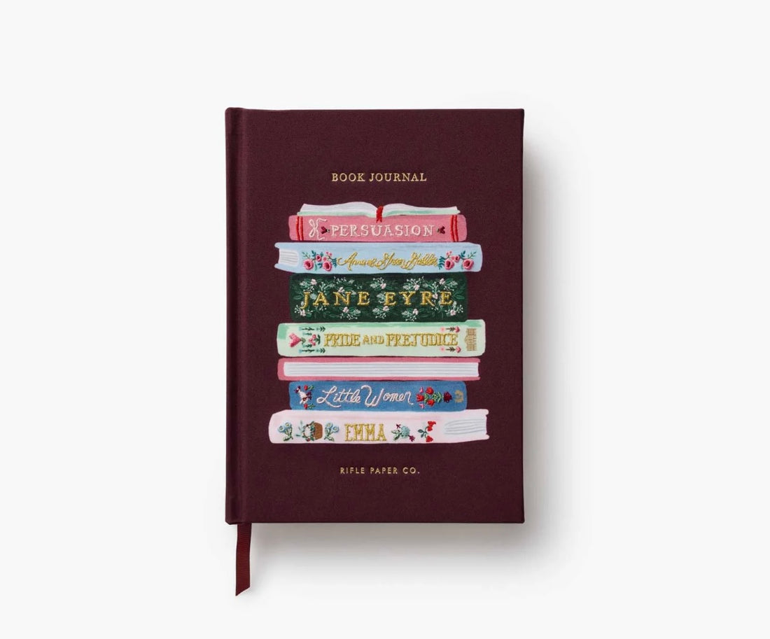Bookstack embroidered book journal