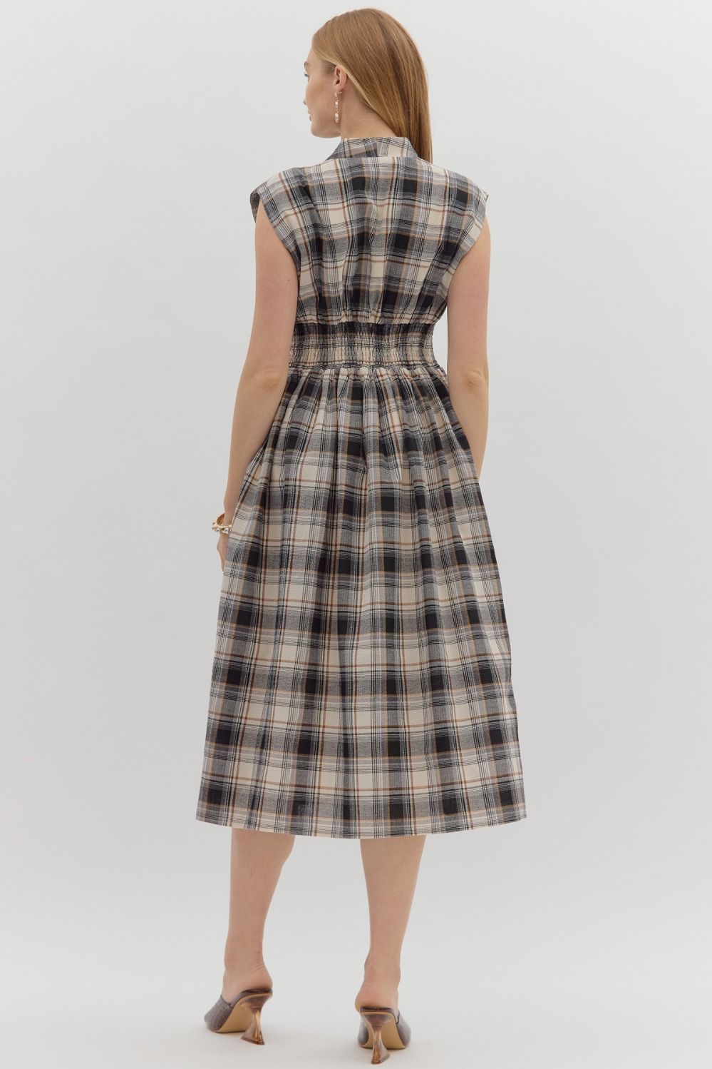 Ashland Plaid Midi Dress Entro