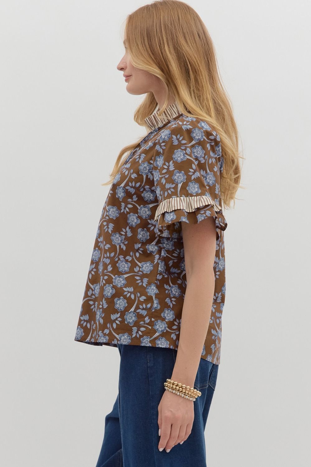 Blue Blossom Tassel Top