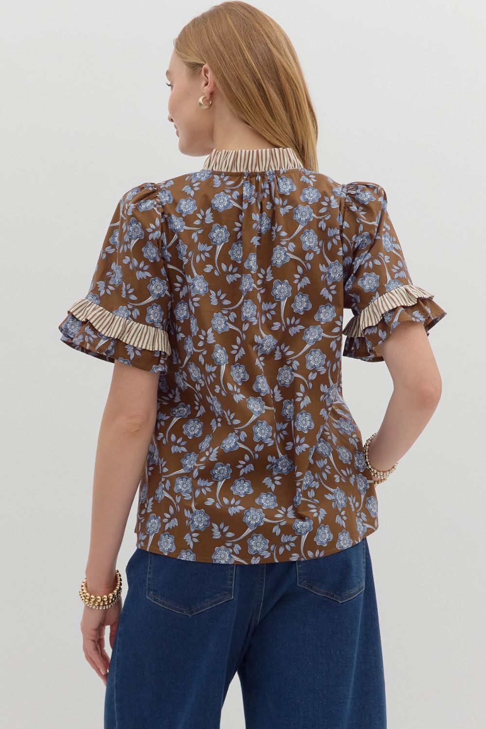 Blue Blossom Tassel Top