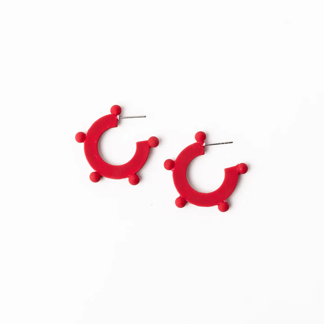 bright red hoops with raised dot details